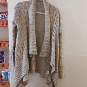 CACHE Open Front Cascading Beige Cardigan Sz M